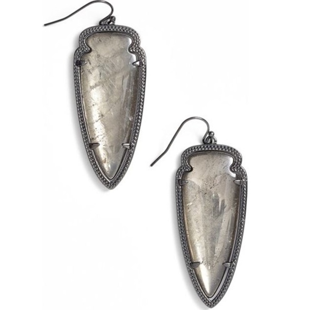 Skylar Gun Metal Rock Mirror Earrings